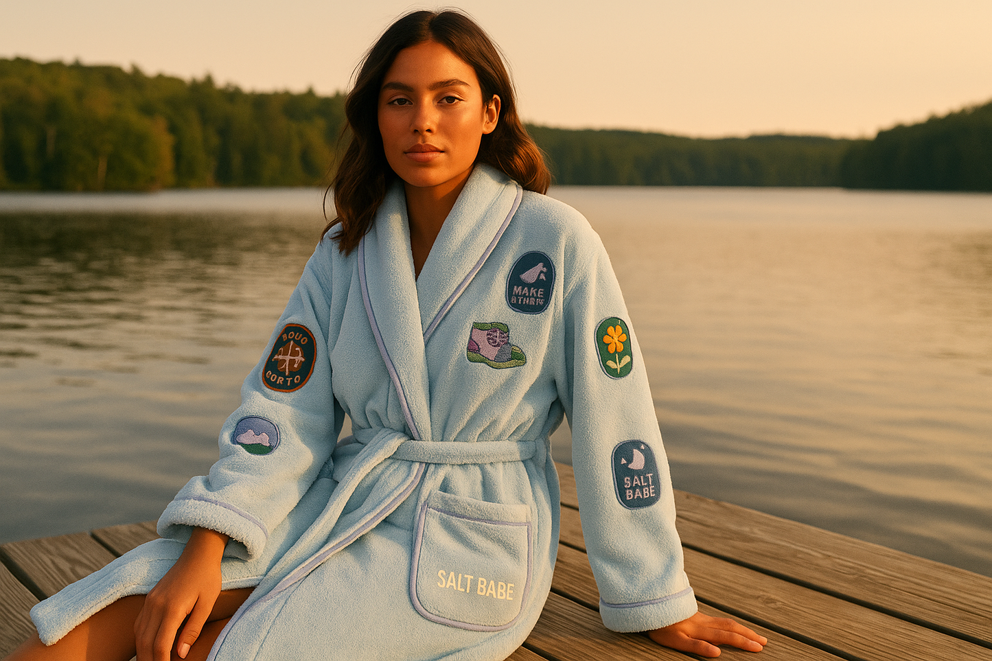 Camp Earth Robe – Lake Day Blue terry