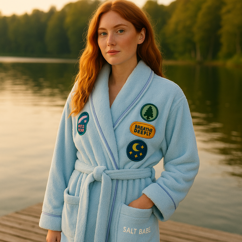 Camp Earth Robe – Lake Day Blue terry