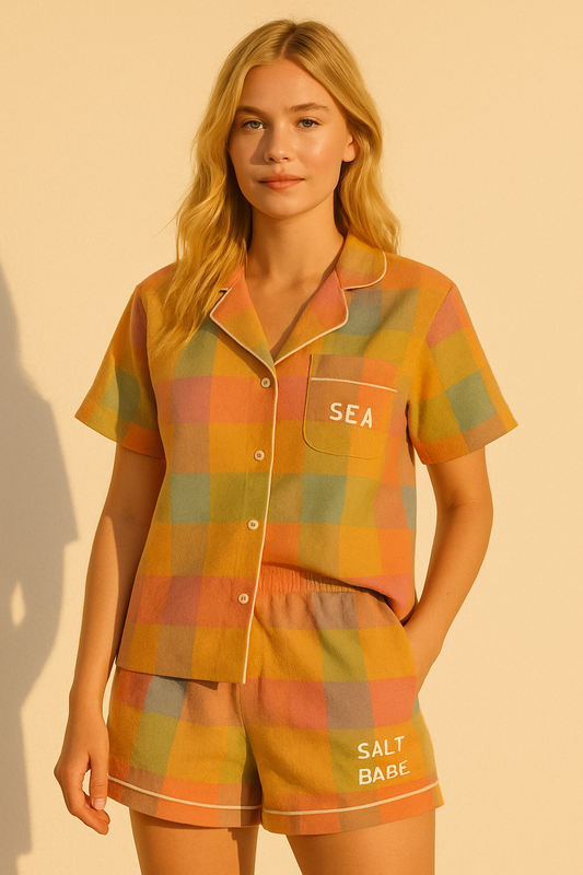 Camp Earth Pajama Set – Campfire Creamsicle PREORDER ITEM Ships the week of June 21. Limited edition from our Camp Earth collection.